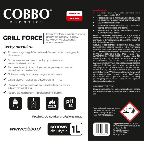 COBBO GRILL FORCE – profesjonalny płyn do czyszczenia grilla i piekarnika COBBO GRILL FORCE – profesjonalny płyn do czyszczenia grilla i piekarnika