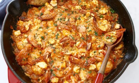 Saganaki z krewetkami i ouzo