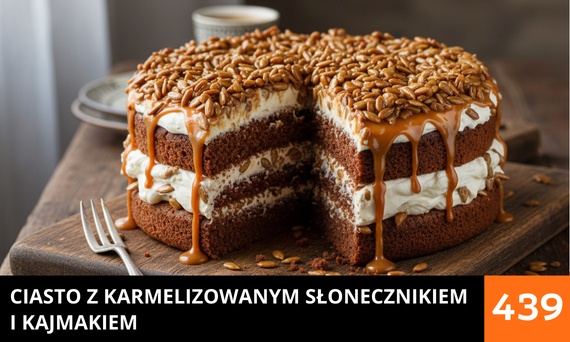Ciasto z karmelizowanym słonecznikiem i kajmakiem
