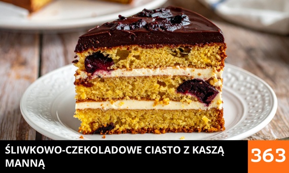 Śliwkowo-czekoladowe ciasto z kaszą manną