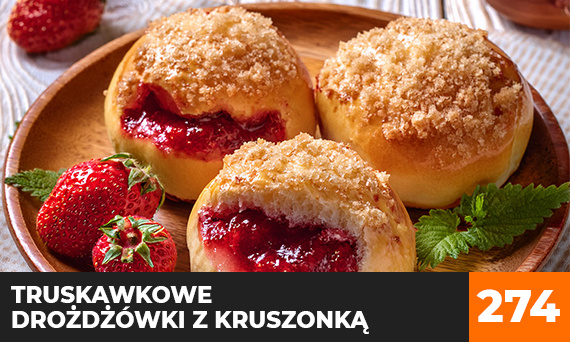 Truskawkowe drożdżówki z kruszonką