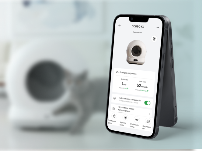 Samoczyszcząca kuweta COBBO z aplikacja mobilną